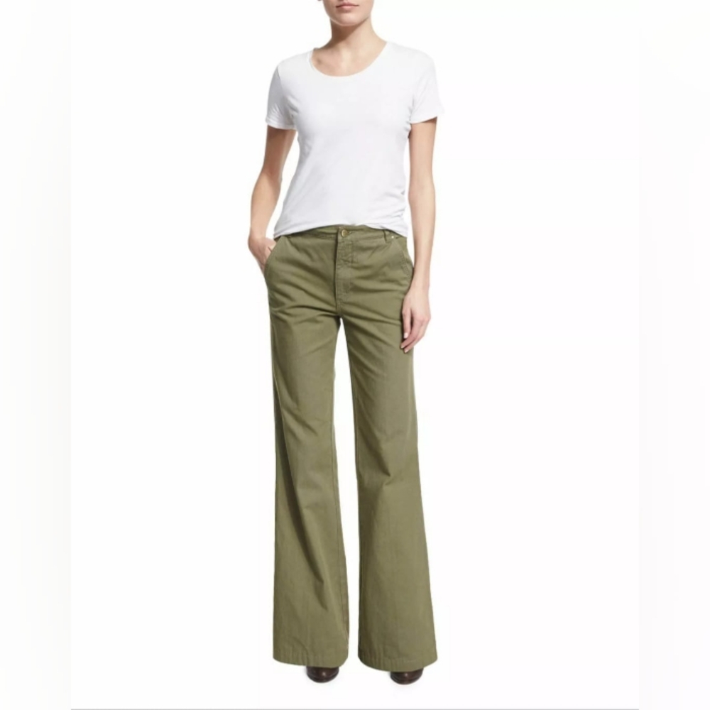 TORY BURCH Ladies Agave Green Flared Trousers Pants Size 28